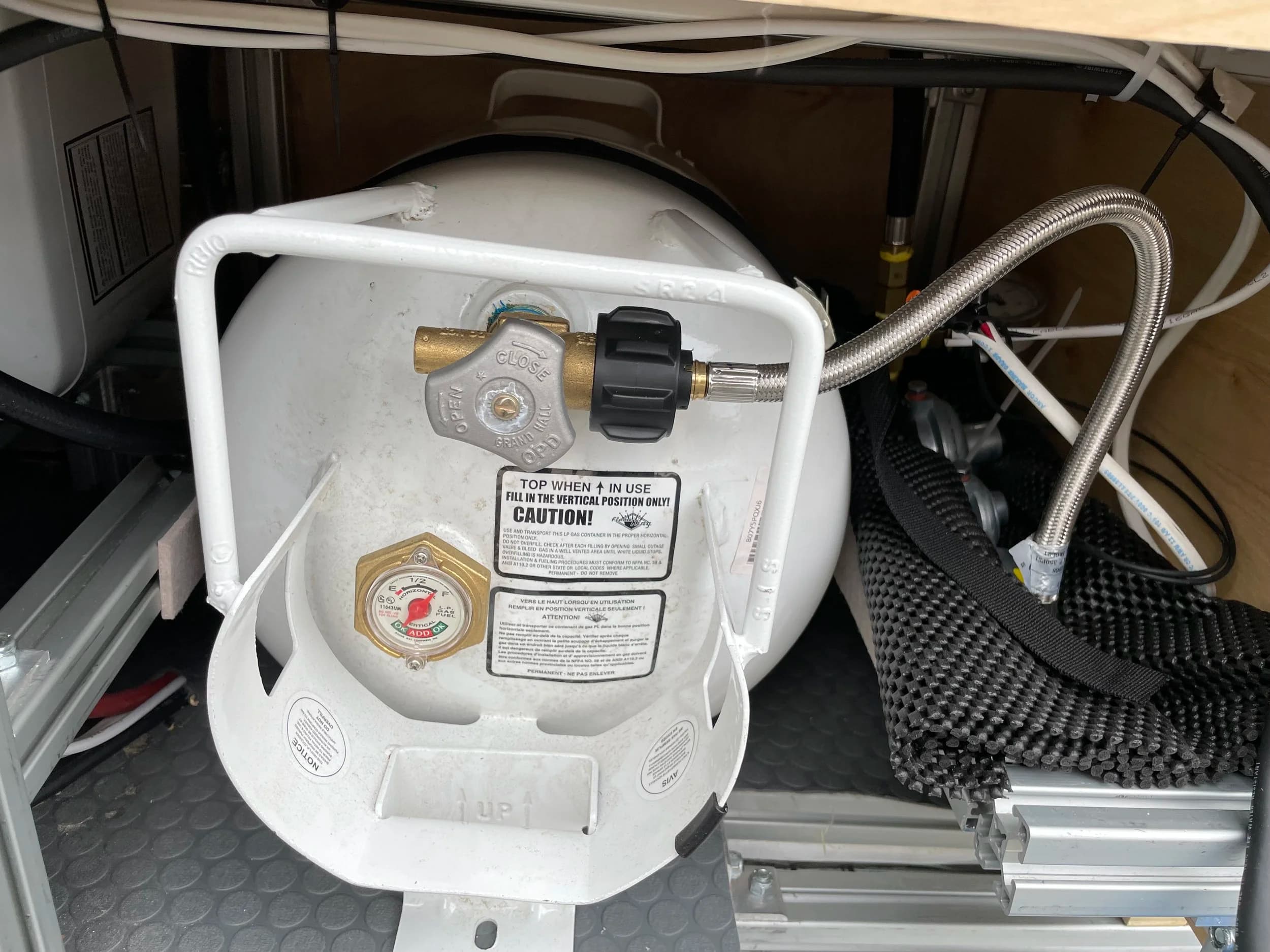 Mounted propane tank for cooking and heating
