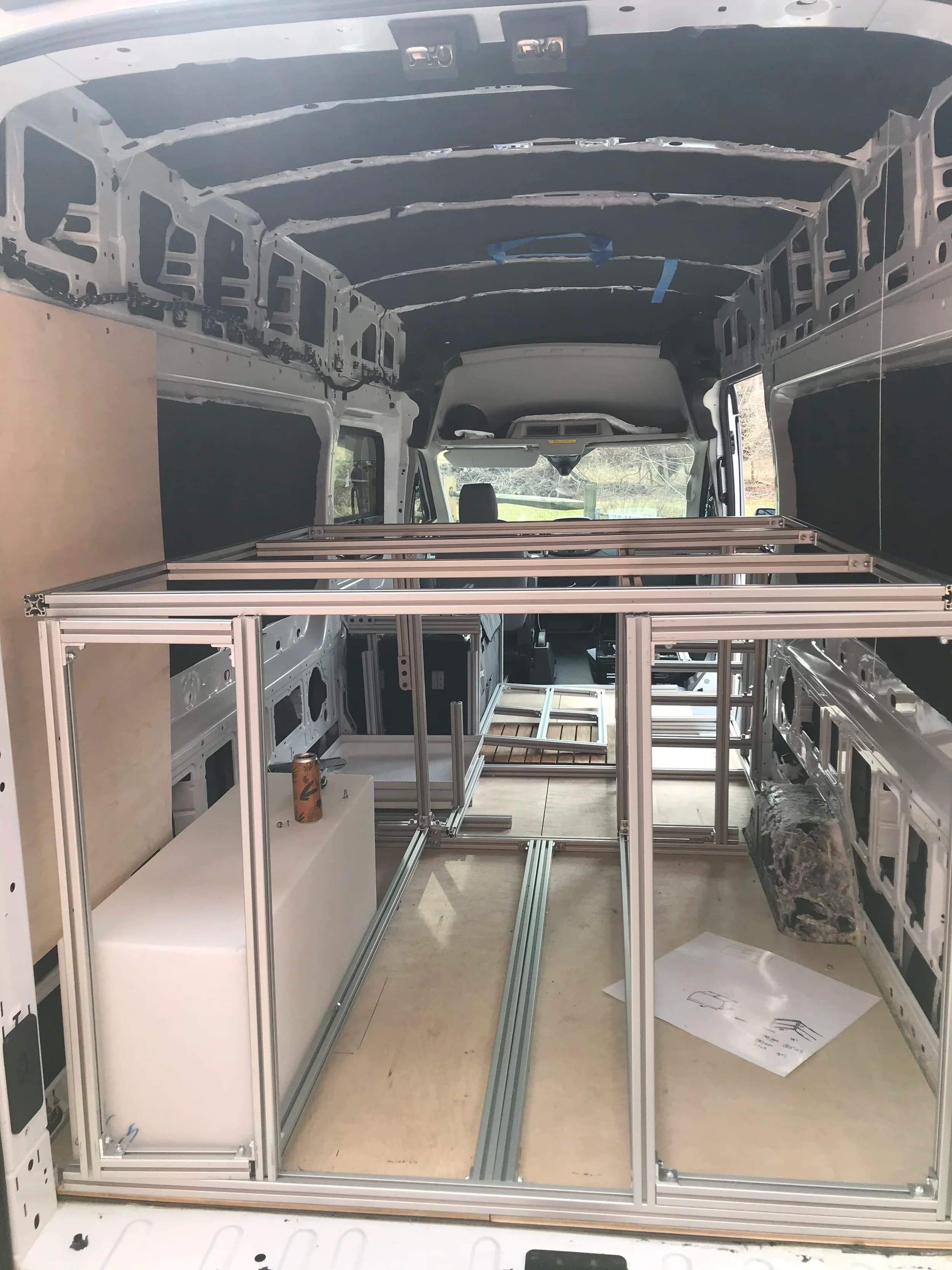 27-gallon fresh water tank mounted in aluminum frame