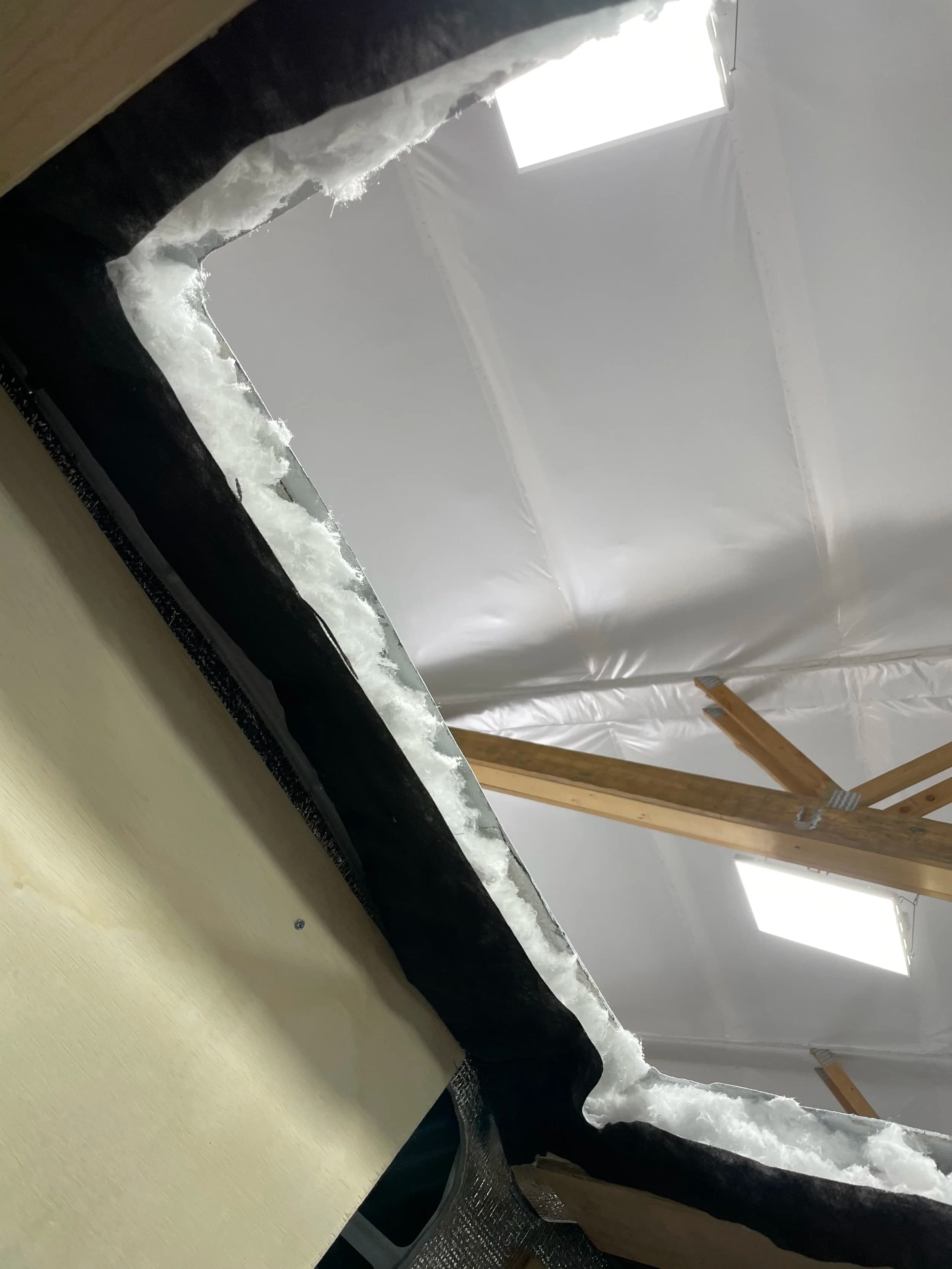 Cutting roof opening for skylight installation